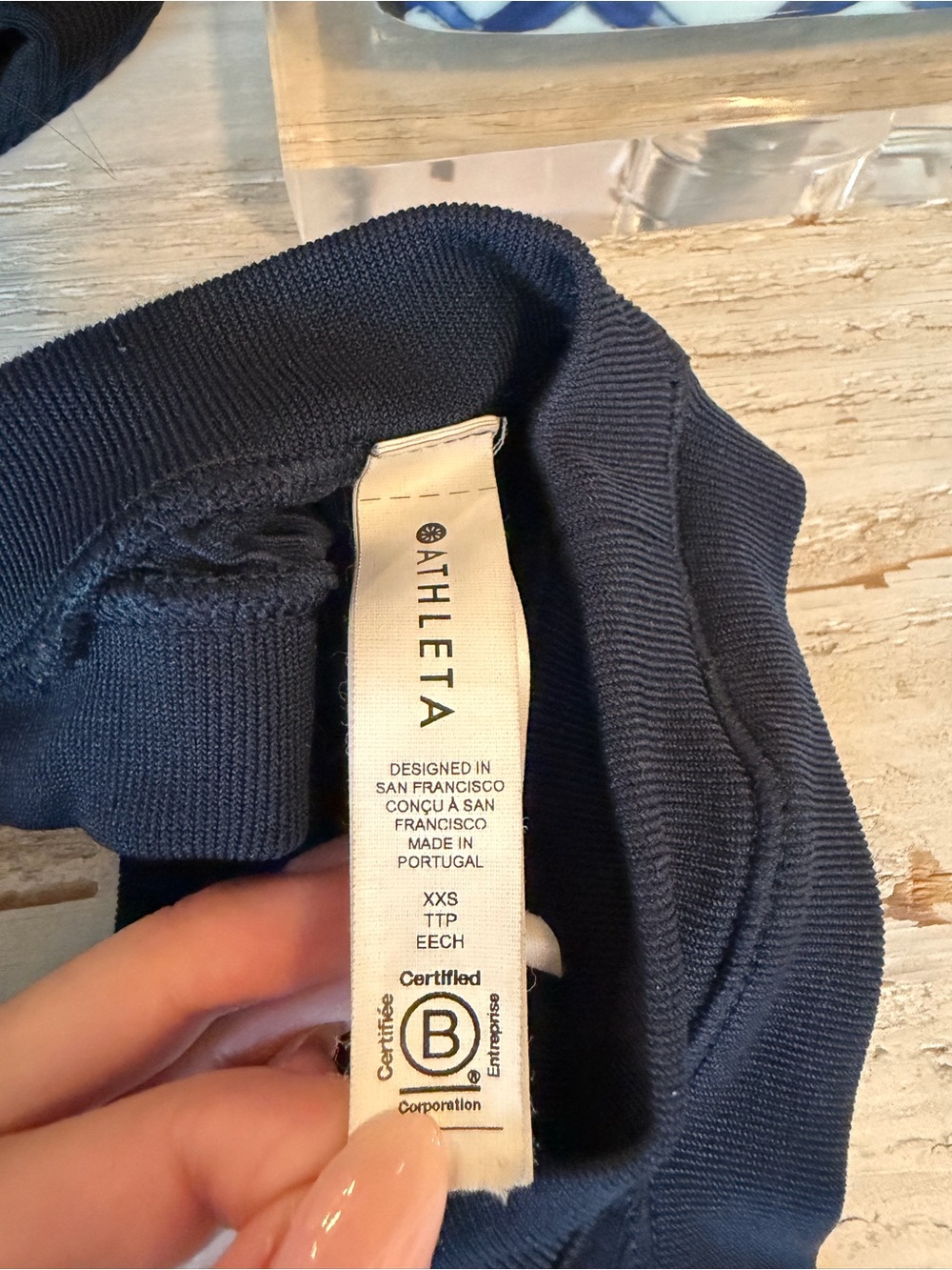 Athleta Navy Ribbed High-Neck Tank - Picture 4 of 4